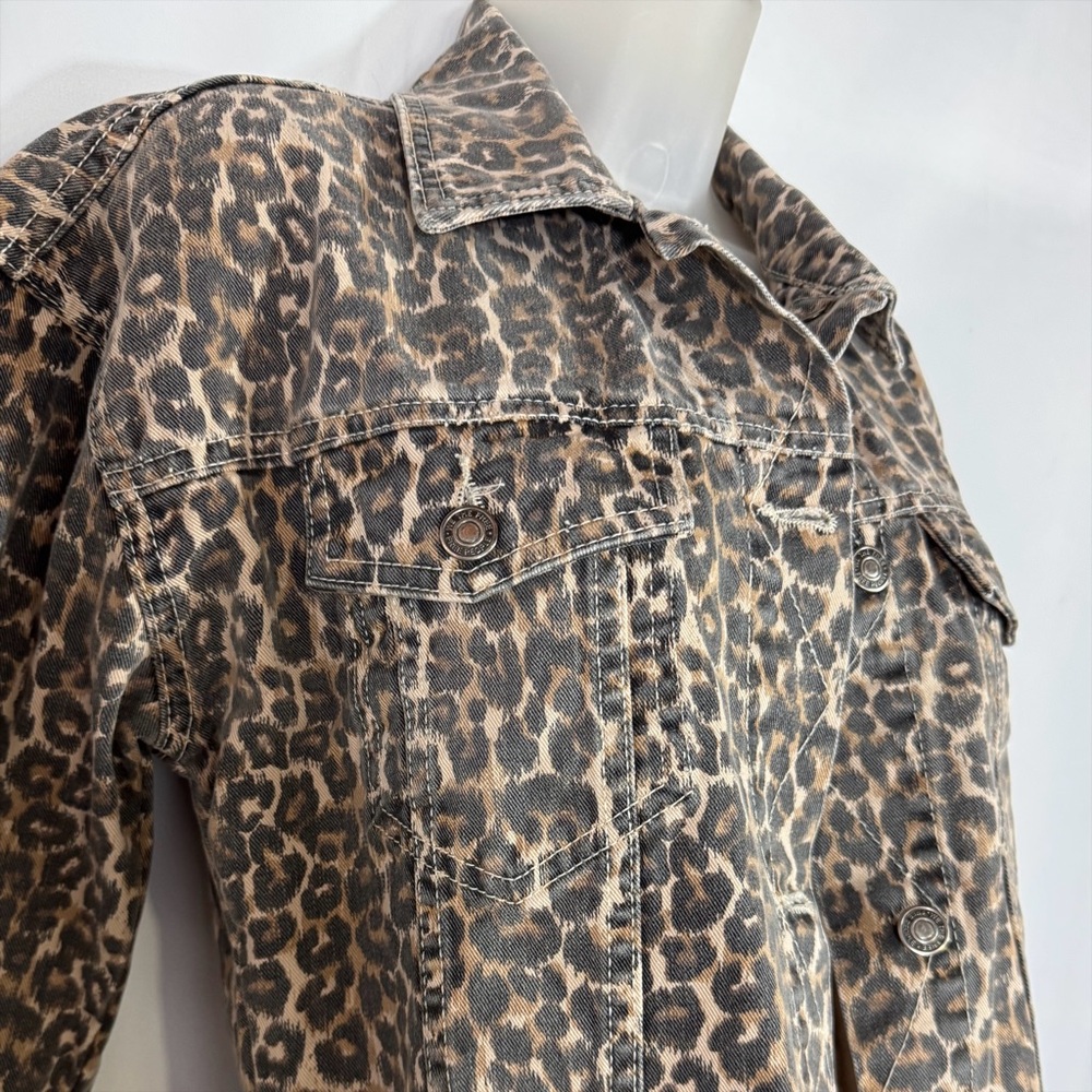Free People | Animal Print Denim Jacket - Boho Chic - Neutral Edgy Layer - Picture 5 of 12